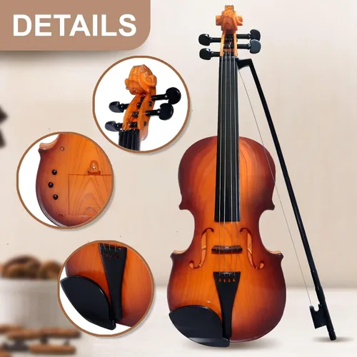 Miniatura 3 de Juguete de violín de 16 pulgadas para niños, juguetes de violín de 4 cuerdas, instrumentos musicales para niños, instrumento electrónico portátil
