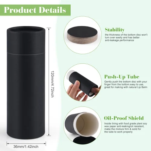 Miniatura 2 de Furnido 10 recipientes de desodorante de cartón de 2 onzas, estilo push-up, relleno superior, tubos de cartón Kraft vacíos para bálsamo labial