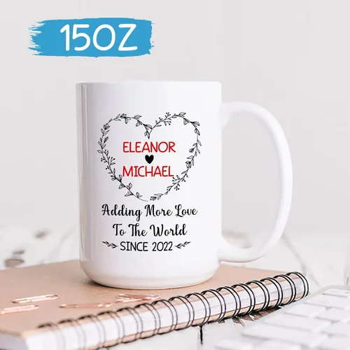 Miniatura 5 de Taza de regalo para novio/novia, regalos personalizados para agregar más amor al mundo, regalos de taza con nombre personalizado para recién