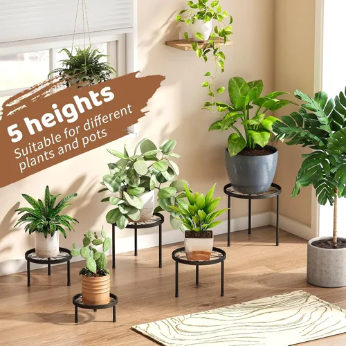 Miniatura 4 de Soporte para plantas para interiores y exteriores, paquete de 5 soportes de metal resistente, múltiples plantas, soporte de hierro antioxidante