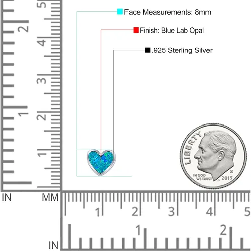 Miniatura 4 de Aretes de corazón de ópalo creado en plata de ley 925 maciza (0.315 in)