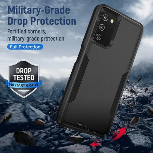 Miniatura 7 de Funda para Samsung Galaxy A03S, con protector de pantalla [prueba de caídas de grado militar], resistente, resistente, a prueba de golpes, para Negro