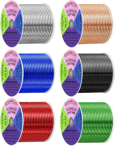 Miniatura 266 de Mandala Crafts - Alambre de aluminio anodizado de 8 calibre para hacer joyas - 9.75 m de alambre flexible negro colorido - Flexible para bonsái