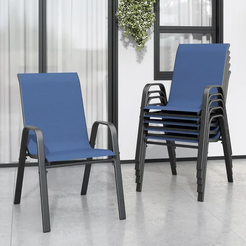 Miniatura 11 de Sillas de patio, sillas de comedor apilables para todo tipo de clima, tela de textileno y marco de metal, juego de sillas para exteriores para patio