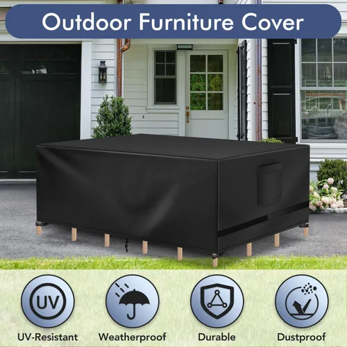 Miniatura 5 de Richwon Funda para Muebles de Patio, Funda Impermeable Rectangular para Mesa de Exterior, Protección Resistente para Conjunto Seccional 108"L x 82"W