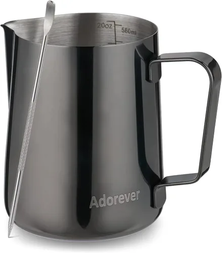 Miniatura 8 de Jarra espumadora de leche, 600ml/20oz, jarra de vapor de acero inoxidable para café con leche, capuchino, latte, arte, barista, jarra de vapor con D