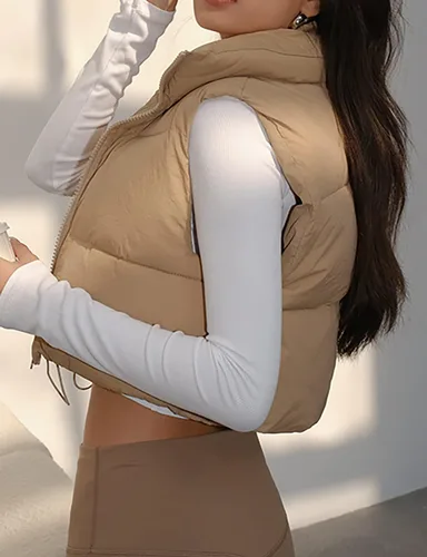 Miniatura 4 de Chaleco corto acolchado para invierno, ligero, sin mangas, para mujer