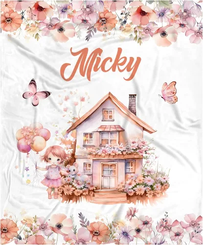Miniatura 76 de Manta de bebé personalizada para niñas y niños pequeños, recién nacidos, regalos personalizados de vaca floral con nombre y texto, 40 x 30 pulgadas