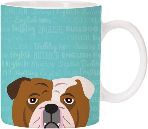 Adorable diseño de raza de perro taza de café de cerámica de 11 oz (Bulldog inglés)
