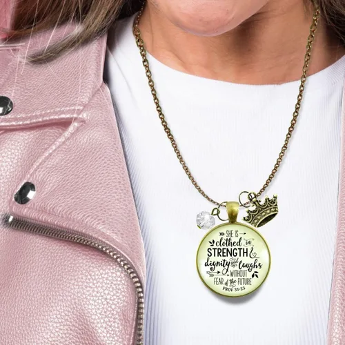 Miniatura 3 de Gutsy Goodness Collar inspirado en la mujer de la fe, colgante hecho a mano con mensaje de esperanza