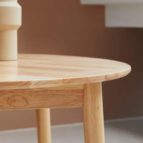 Miniatura 6 de Livinia Aslan - Mesa de comedor redonda de madera de 35.4 pulgadas, mesa de cocina moderna de roble malayo de mediados de siglo (roble natural)