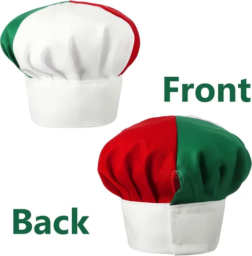 Miniatura 3 de SATINIOR - Delantal italiano y sombrero de chef para mujeres y hombres, disfraz italiano, babero de tela, delantal de bandera de Italia