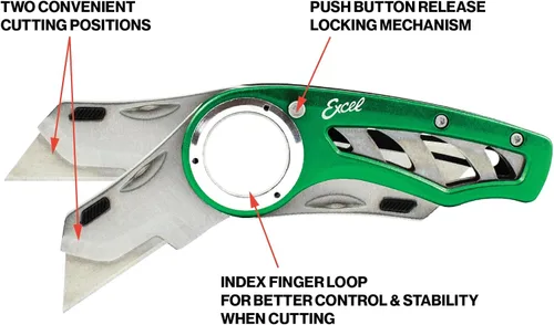 Miniatura 3 de Excel Blade Revo – Cúter plegable con mango, seguro y clip