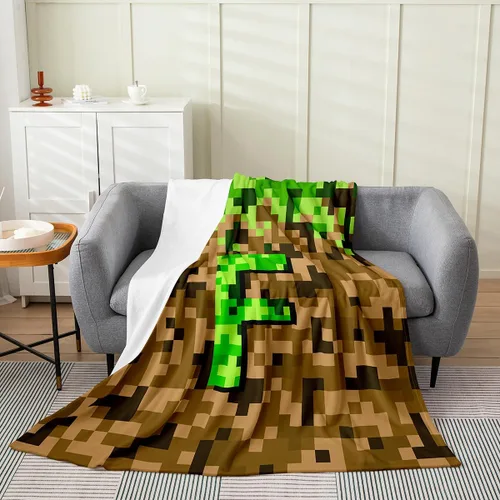 Miniatura 19 de Castle Fairy Manta pixelada de franela de la letra B, manta de forro polar estilo minero, para niños y niñas, niños y adultos, manta mullida