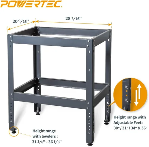 Miniatura 7 de POWERTEC Soporte de herramientas, soporte de mesa de enrutador resistente de 400 libras con pies de nivelación ajustables para sierra ingletadora