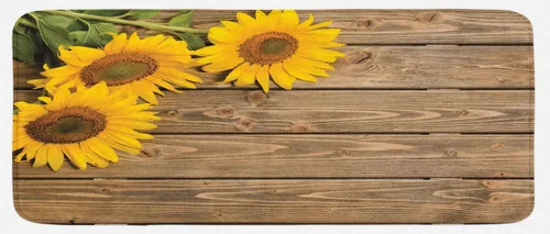 Miniatura 3 de Lunarable Tapete de cocina You are My Sunshine, con texto en inglés "You are My Sunshine Words on Blackboard Bees Sunflowers", imagen vintage