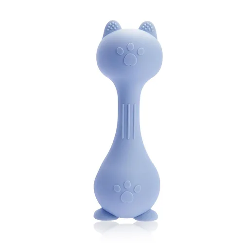 Miniatura 2 de Sonajero para bebés, juguetes para dentición, sonajeros de silicona para bebés de 0 a 12 meses, silicona de grado alimenticio (azul)