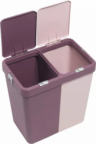 Miniatura 6 de Mabel Home Cesta de plástico para la ropa sucia con tapa, 2 secciones, cesta grande para la ropa sucia – Papelera extra (1,6 galones) inc.