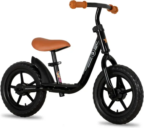 Joystar Bicicleta de equilibrio de 10 y 12 pulgadas para niñas y niños, de 18 meses a 5 años, bicicleta para niños con reposapiés y altura de Negro