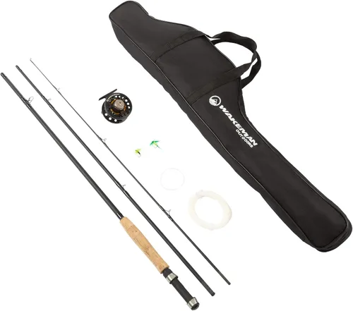 Wakeman Outdoors Fly Fishing Rod & Reel Combo Starter Kit with Case and Accessories