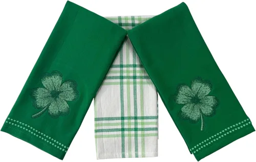 Miniatura 9 de Serafina Home Toallas de cocina de mano para invitados de baño irlandeses del día de San Patricio: suave y absorbente bordado, diseño de trébol