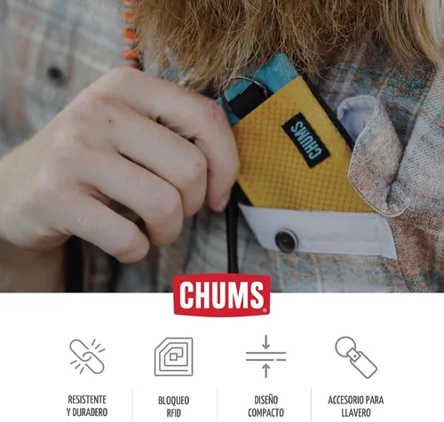 Miniatura 4 de Chums Surfshorts Cartera - Cartera ligera y delgada con bloqueo RFID y ventana de identificación transparente - Con cremallera, cartera minimalista
