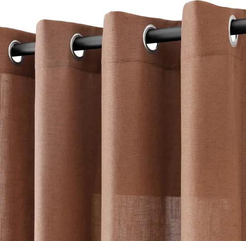 Miniatura 19 de Cortinas de lino beige de abedul de 84 pulgadas de largo para sala de estar, cortina semitransparente filtrante de luz de lujo, decoración moderna