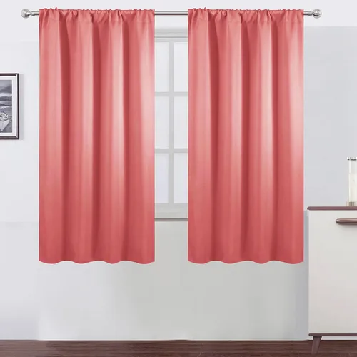 Miniatura 139 de LEMOMO Cortinas opacas negras para cocina, 42 x 45 pulgadas, juego de 2 paneles de cortinas opacas con bolsillo para cortinero para ventana pequeña