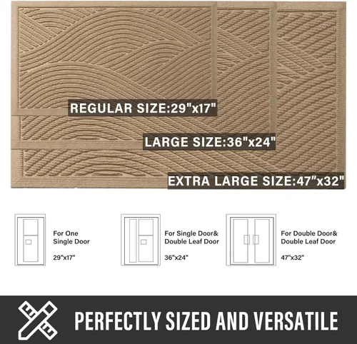Miniatura 4 de HIYARD Tapete resistente para puerta delantera, absorbente, resistente a la suciedad y a la suciedad, para interiores y exteriores, resistente a