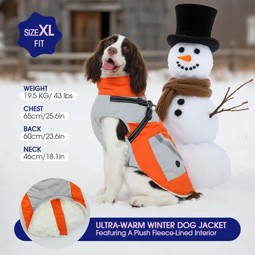 Miniatura 3 de FUAMEY Chaquetas de invierno para perros pequeños, abrigo para perros con arnés incorporado, trajes de nieve impermeables para perros, chaqueta