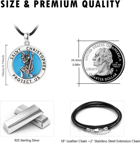 Miniatura 103 de Collar de plata de ley 925 con medalla de San Patrón, colgante de protección católica, amuleto, joyería religiosa para hombres y mujeres