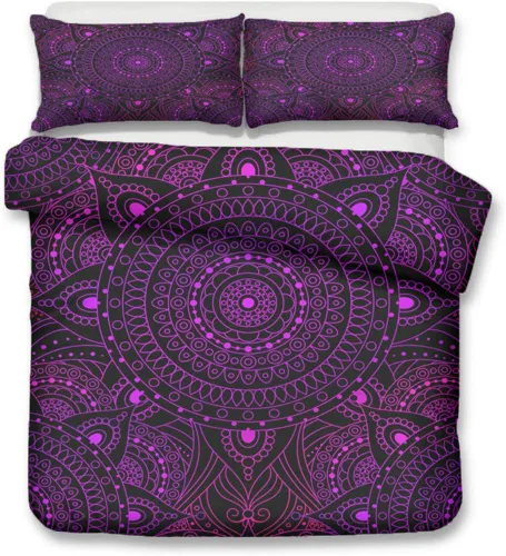 Juego de ropa de cama con estampado 3D de mandala bohemio, textiles para el hogar para adultos, ropa de cama con funda de almohada tamaño
