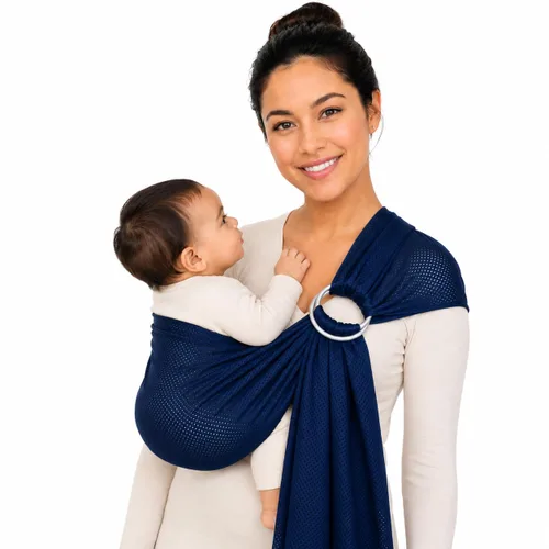 Bandolera ajustable con anillo de aluminio para transportar bebés, Talla única, Azul
