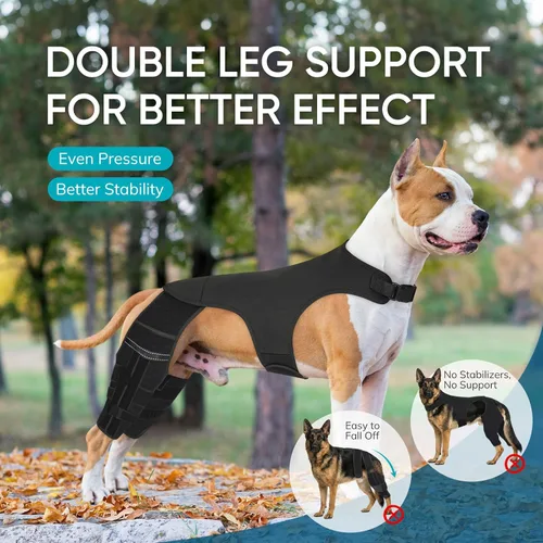 Miniatura 3 de Rodillera ajustable para perro para recuperación de desgarro y artritis del ligamento cruzado anterior - Soporte de patas traseras dobles