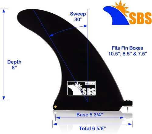 Miniatura 2 de SBS - Aleta de 8 pulgadas Longboard y SUP - Aleta central de 8 pulgadas para tabla de surf y paddleboard
