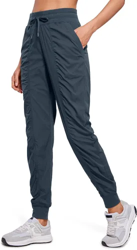 CRZ YOGA Pantalones deportivos ligeros de entrenamiento para mujer, pantalones casuales de cintura alta para correr al aire libre con bolsillos