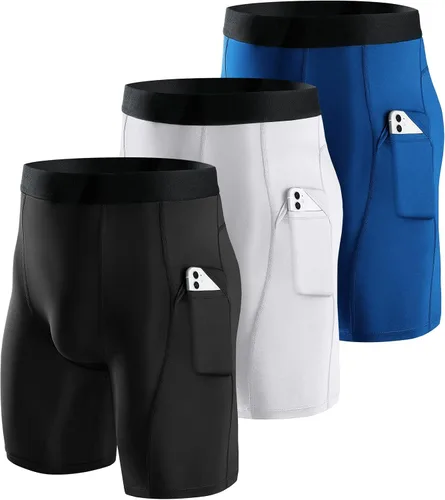 Niksa Pantalones cortos de compresión para hombre, paquete de 23, ropa interior de compresión para hombre, pantalones cortos atléticos, pantalones