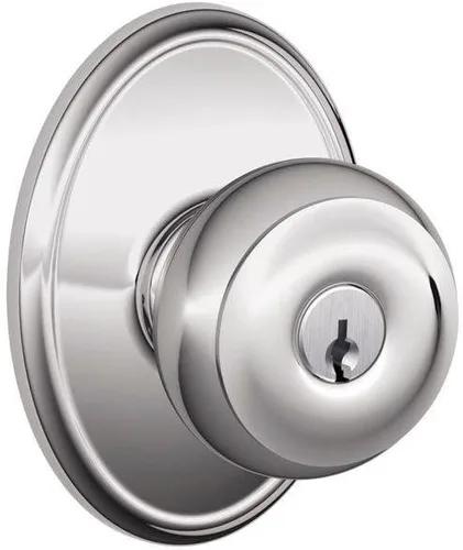 Miniatura 100 de SCHLAGE F10 GEO 716 Pomo de Puerta Georgiano, Cerradura de Paso para Pasillo y Armario, Bronce Envejecido (Paquete de 4)