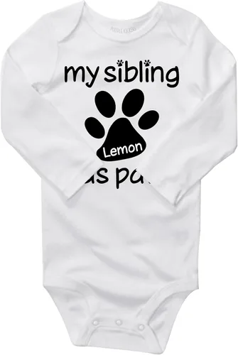 Personalized Dog Paw Print Baby Shirt, My Siblings Have Paws