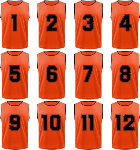 Miniatura 6 de TopTie Paquete de 12 camisetas de malla numeradasen blanco para practicar en