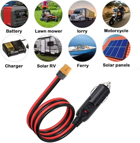 Miniatura 3 de XT60 a encendedor de cigarrillos para automóvil, encendedor de cigarrillos, cable de extensión XT60 de 12 AWG XT60, cable adaptador compatible