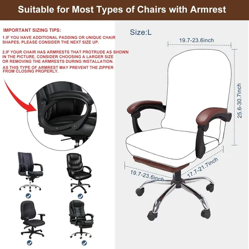Miniatura 5 de NeColorLife Funda de terciopelo para silla de oficina con fundas para reposabrazos, funda elástica para silla de computadora de escritorio
