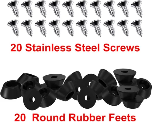 Miniatura 2 de 20 patas de goma suaves para tabla de cortar con tornillos de acero inoxidable, 0.28 x 0.59 (HD), suaves, antideslizantes, no dejan marcas