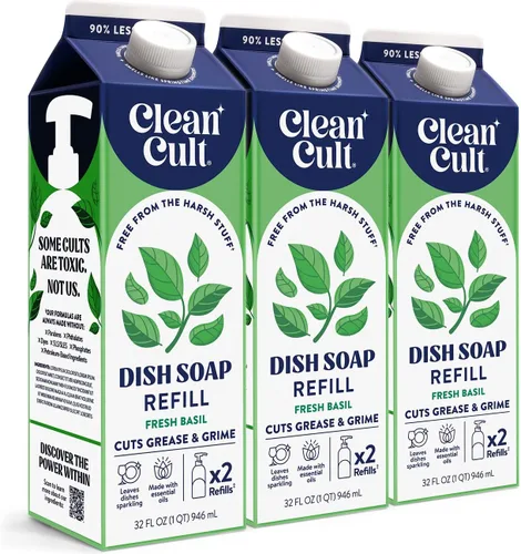 Miniatura 9 de Cleancult Repuesto líquido de jabón para platos (32 onzas, 1 unidad) – Poder de limpieza a base de plantas – Jabón para platos que corta la grasa
