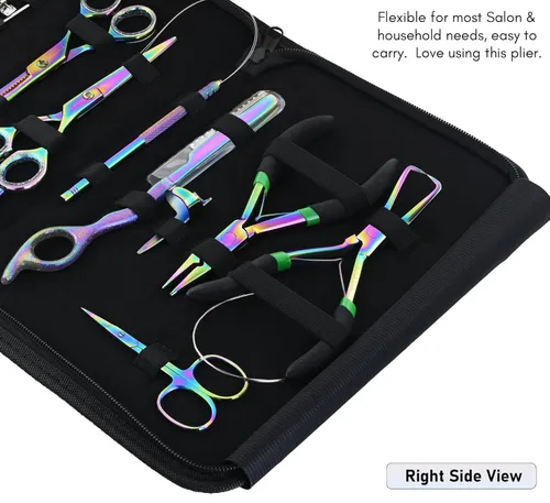 Miniatura 5 de My Hair Tools - Kit de extensión con removedor de cuentas de micro eslabones y alicates de engarce, tijeras para el cabello, herramientas de peinado