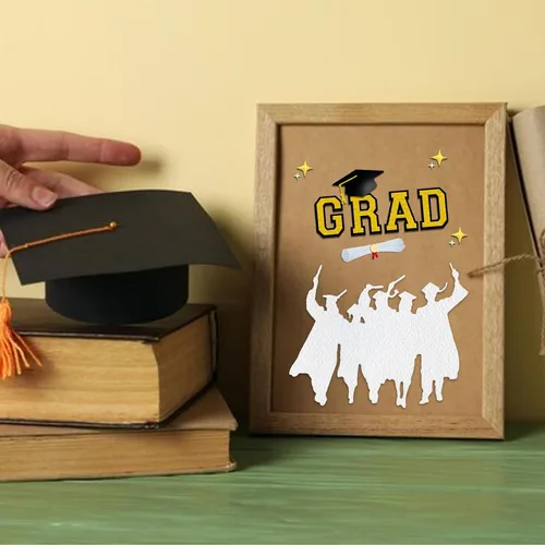 Miniatura 3 de Hying Troqueles de corte de graduación 2025 para hacer tarjetas, troqueles de felicitaciones graduados graduados de licenciatura, plantillas