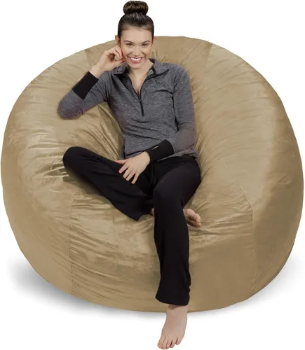 Miniatura 25 de Sofa Sack Funda para silla puff solamente, sin relleno, cómoda funda de repuesto para silla redonda, 5 pies, color carbón Carbón - Solo funda