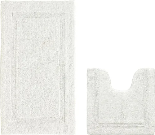 Miniatura 67 de Better Trends Alfombra de Inodoro en Forma de U Cubierta de Asiento de Inodoro de Lujo 100% Algodón Absorbente de Agua, Cubierta de Tapa Reversible