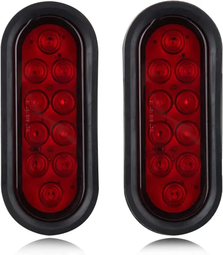 Miniatura 2 de Partswcgg Luces traseras LED ovaladas de 6 pulgadas para remolque, 10 LED, 10 unidades, freno de camión de remolque, color rojo, 6 pulgadas