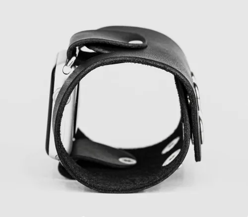 Miniatura 8 de wide Leather cuff band compatible with Apple watch 38mm 40mm 41mm 42mm 44mm 45mm 46mm 49mm, Handmade UA 1620